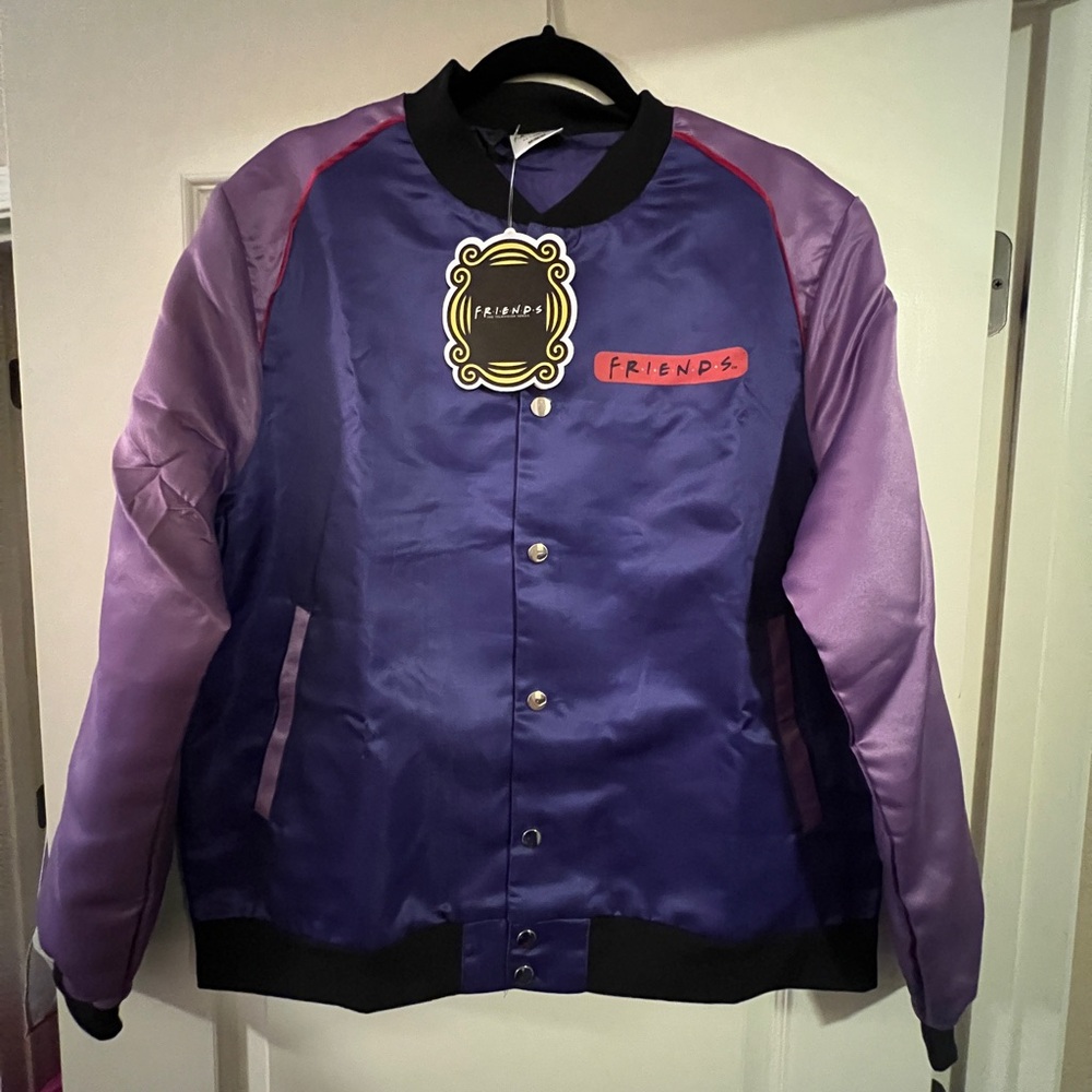 Friends CultureFly Joey Porsche Satin Jacket Purple Red Central Perk Medium NWT